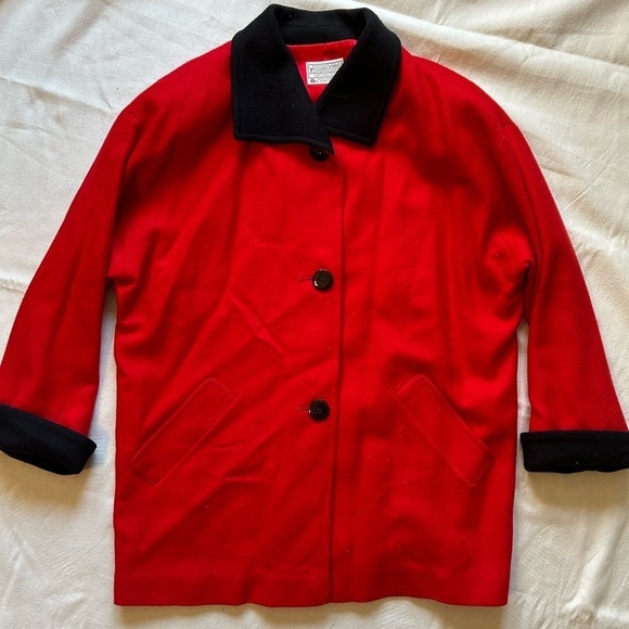 Pendleton Vintage Women's Dress Coat, 70's; 100% Virgin Wool, Red; Size 12